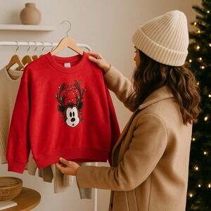 Disney Red Velour Pullover Mickey Mouse 2XL New‎